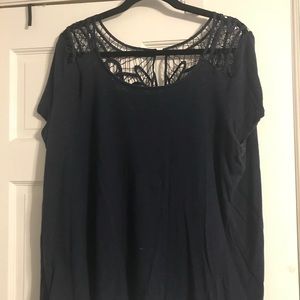 Navy Torrid T-shirt with Crochet Back